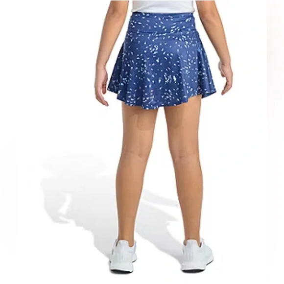 NWT Adidas Big Kid Girls Mid Rise Slim Fit Multi Blue Floral Skort Size Large 14 - Picture 3 of 7